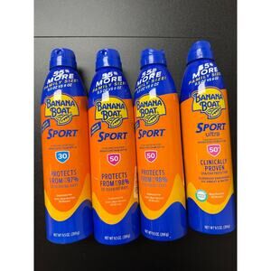 Bundle of 4 Banana Boat Sport Cool Zone Sunscreen Spray, SPF 30, 9.5 oz